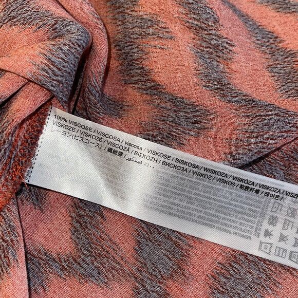 Mango Womens Animal Print Elastic Waist Flowy Midi Skirt Red Orange Black Size L - Picture 7 of 9